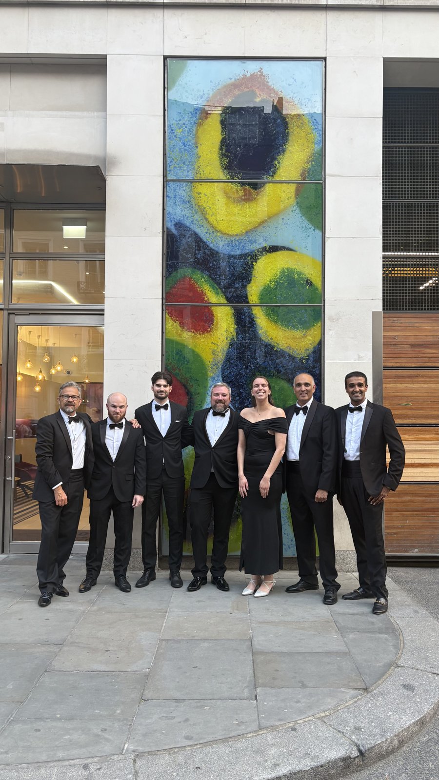 The Envirotech FM team in black tie outside the awards venue