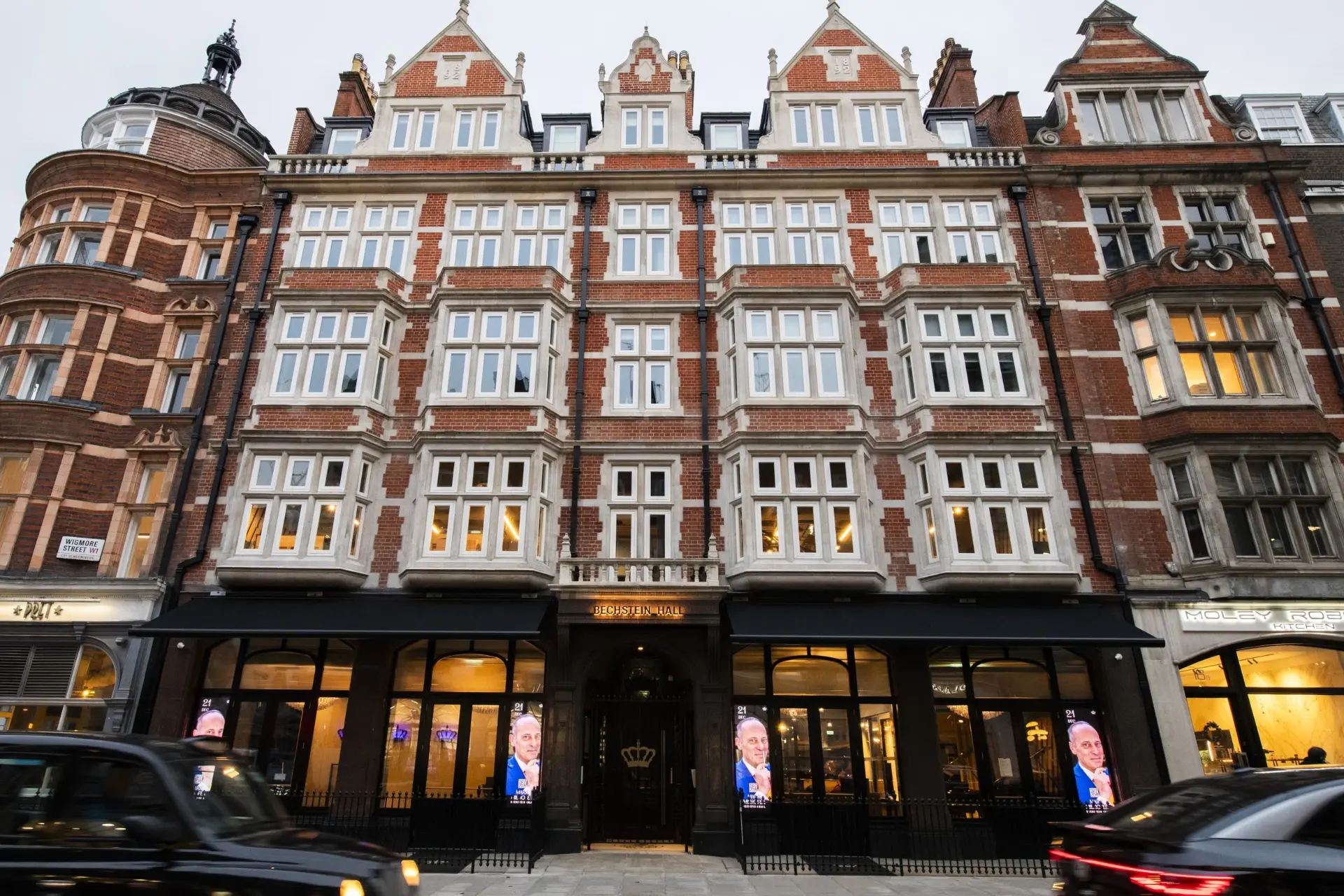 Red-brick Bechstein Hall building on Wigmore Street, London