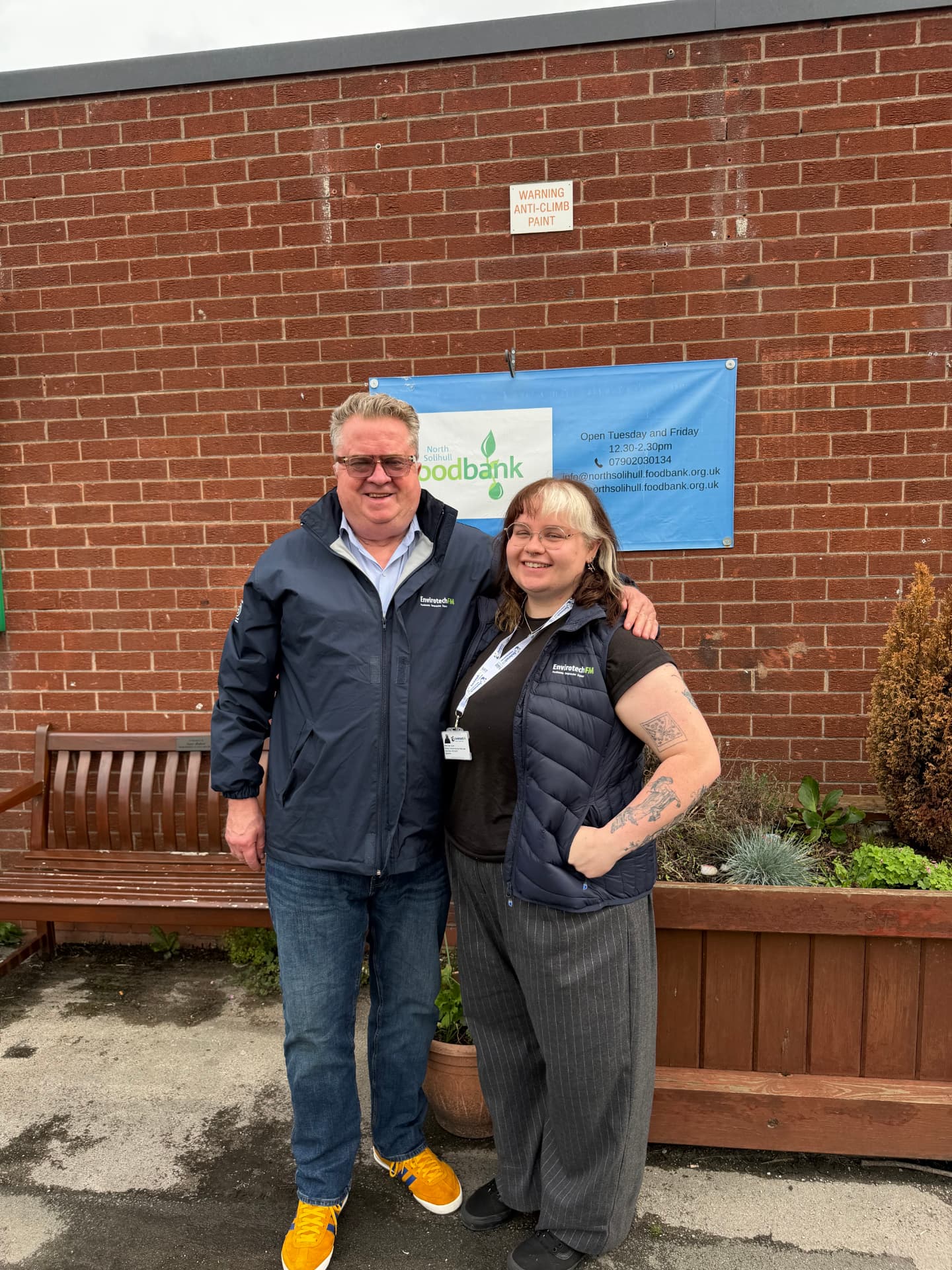 Jeff Smith and Sian Hucker outside the North Solihull food bank