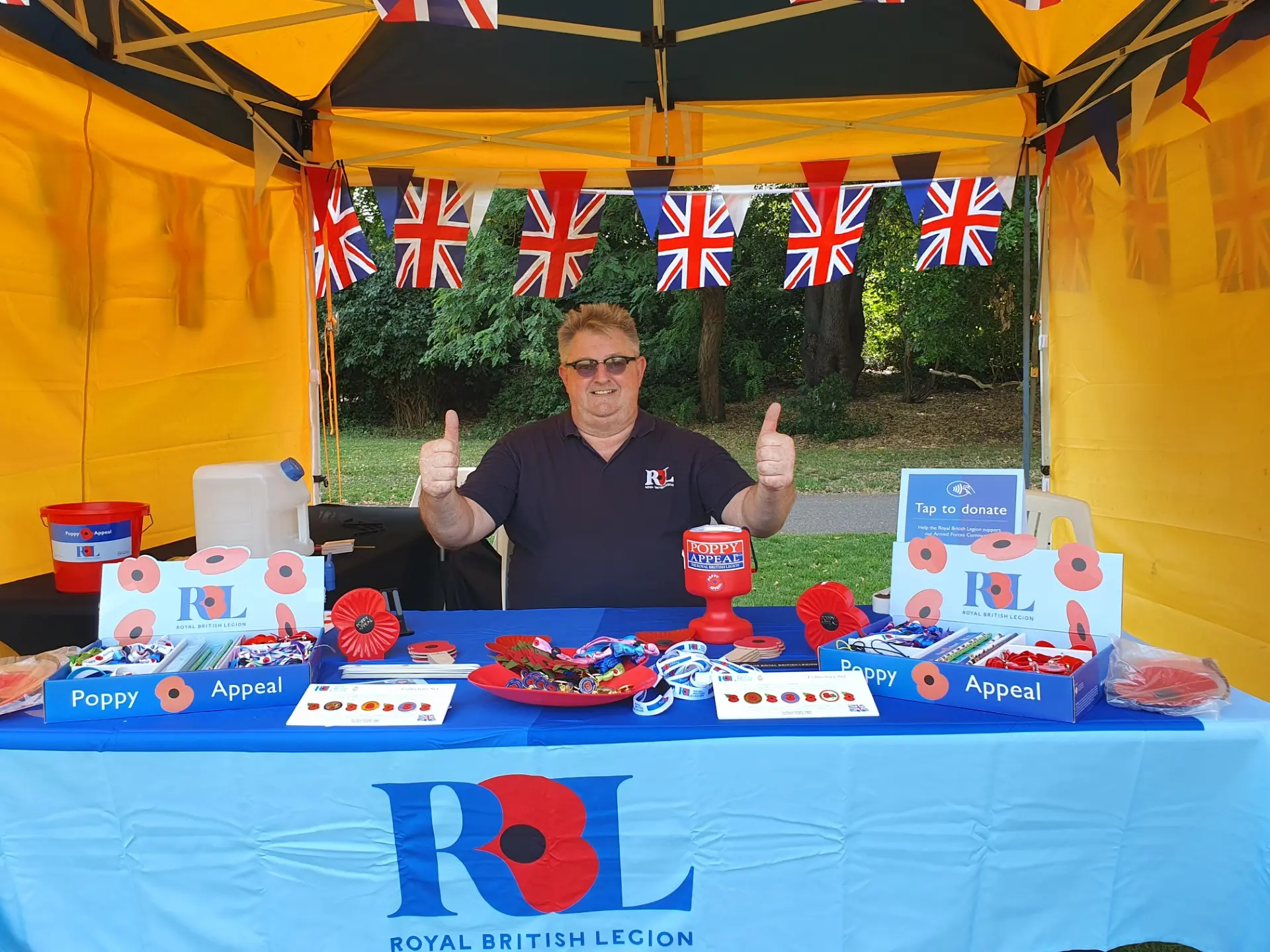 John Bailey at a Royal British Legion Poppy Appeal stall
