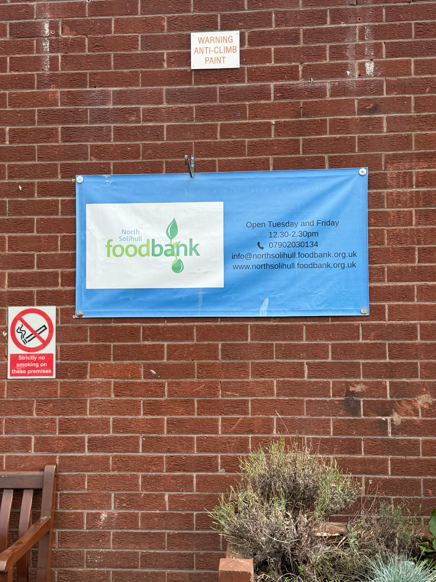 North Solihull food bank sign at Auckland Hall