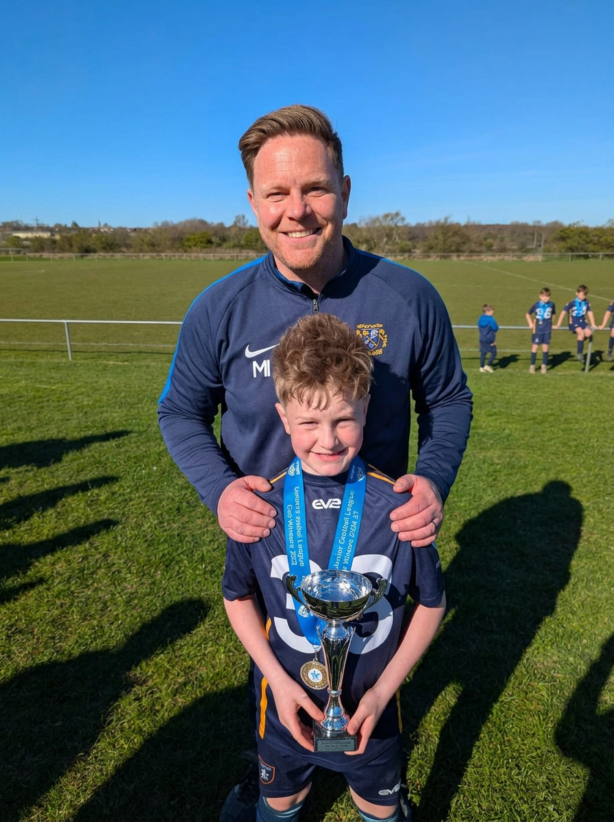 Matthew Ireland with the Garforth League U11s Cup